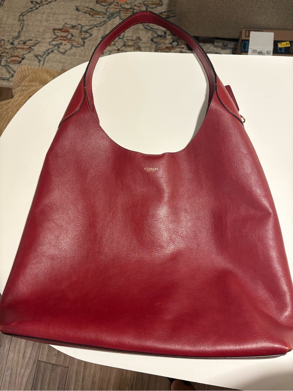 Coach Red Leather Shoulder Hobo Bag